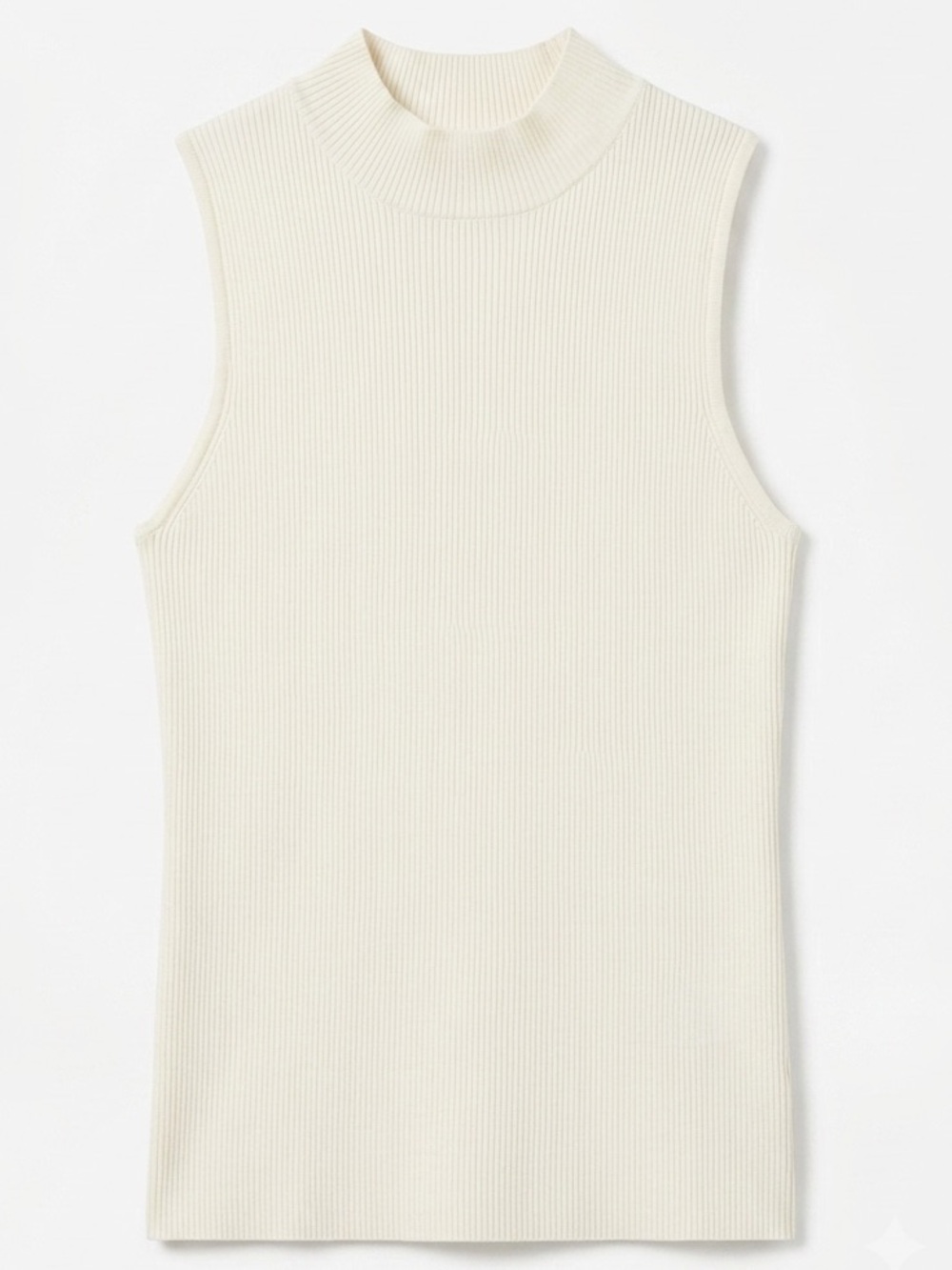Everlane White Ribbed Mockneck Tank Top Supima Cotton Stretch Sleeveless Large